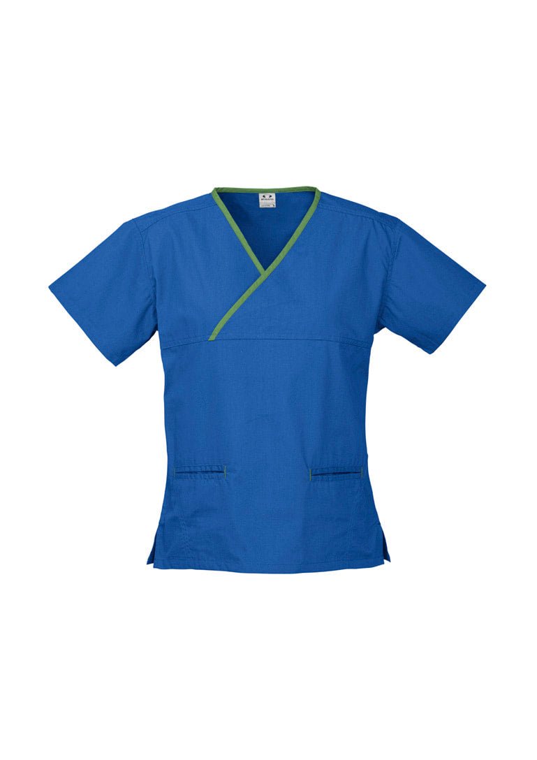 Biz care Womens Contrast Crossover Scrub Top H10722 - WEARhouse