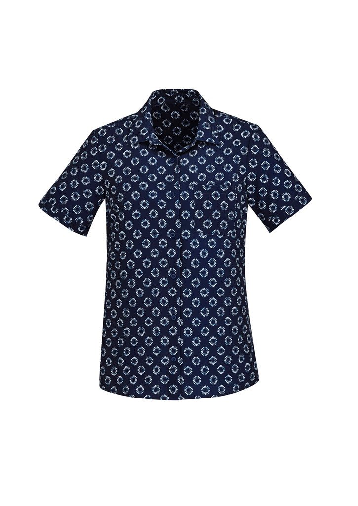 BIZ CARE WOMENS FLORENCE DAISY PRINT SHORT SLEEVE SHIRT CS948LS - WEARhouse