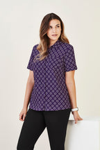 BIZ CARE WOMENS FLORENCE DAISY PRINT SHORT SLEEVE SHIRT CS948LS - WEARhouse
