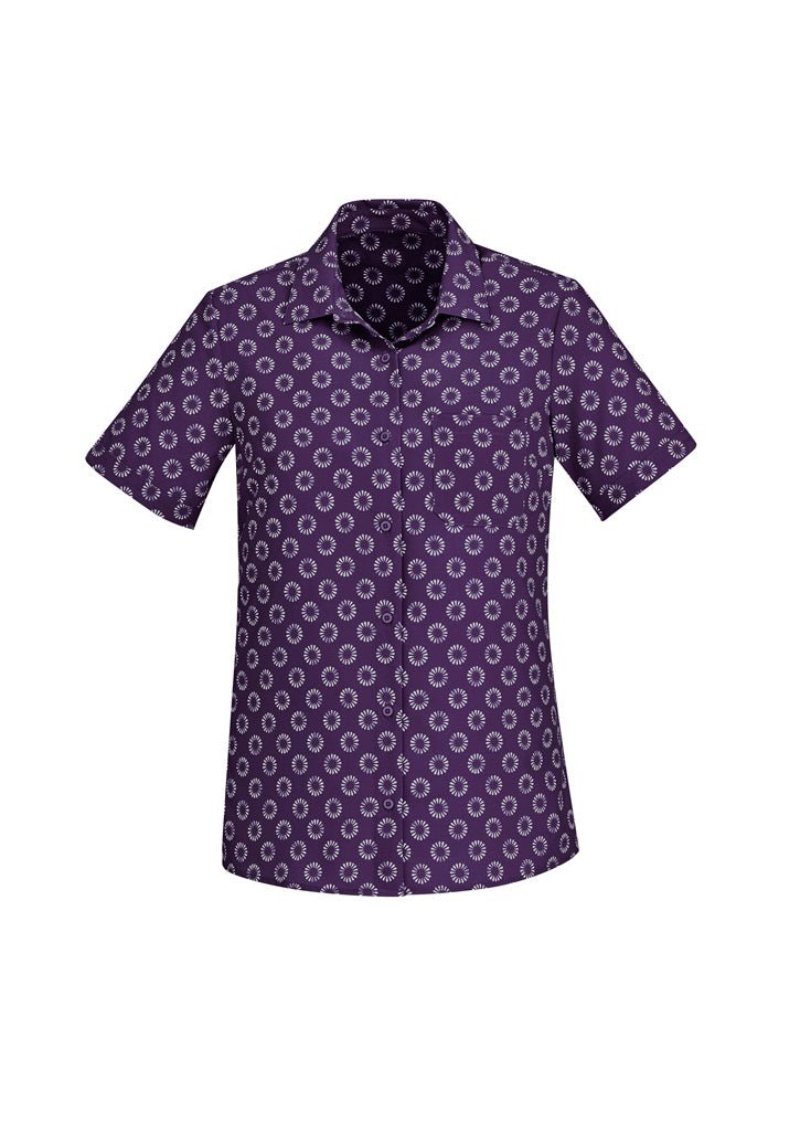 BIZ CARE WOMENS FLORENCE DAISY PRINT SHORT SLEEVE SHIRT CS948LS - WEARhouse