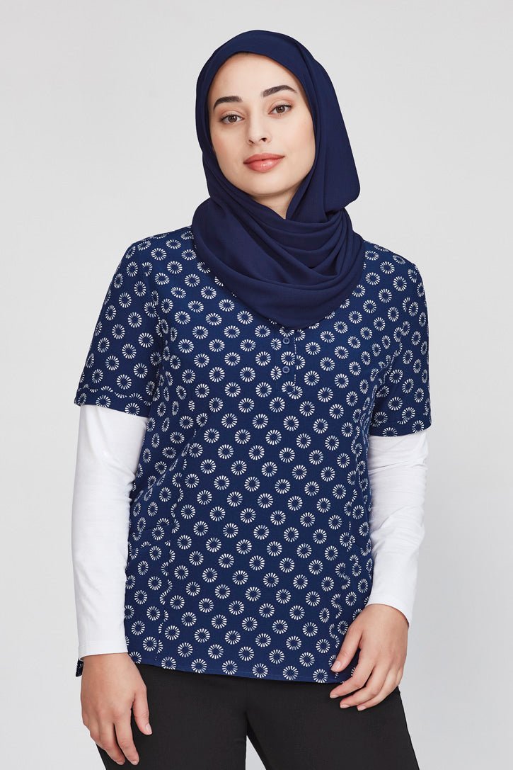 BIZ CARE WOMENS FLORENCE DAISY PRINT TUNIC CS950LS - WEARhouse