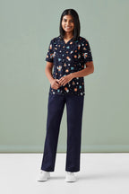 BIZ CARE WOMENS SPACE PARTY SCRUB TOP CST148LS - WEARhouse