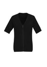 BIZ CARE WOMENS ZIP FRONT SHORT SLEEVE KNIT CK962LC - WEARhouse