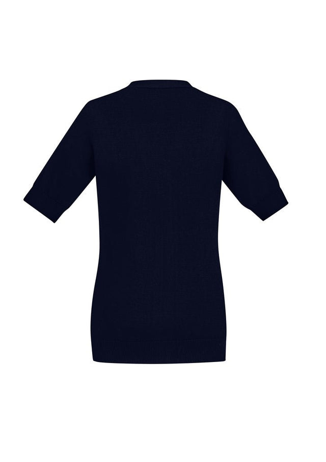 BIZ CARE WOMENS ZIP FRONT SHORT SLEEVE KNIT CK962LC - WEARhouse