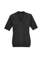 BIZ CARE WOMENS ZIP FRONT SHORT SLEEVE KNIT CK962LC - WEARhouse