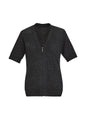BIZ CARE WOMENS ZIP FRONT SHORT SLEEVE KNIT CK962LC - WEARhouse