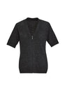 BIZ CARE WOMENS ZIP FRONT SHORT SLEEVE KNIT CK962LC - WEARhouse