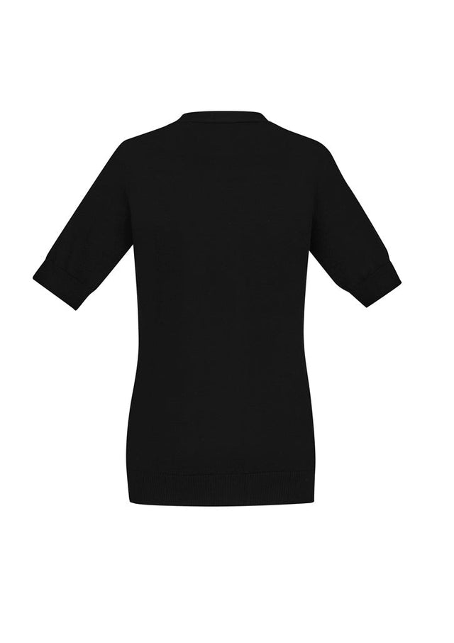 BIZ CARE WOMENS ZIP FRONT SHORT SLEEVE KNIT CK962LC - WEARhouse