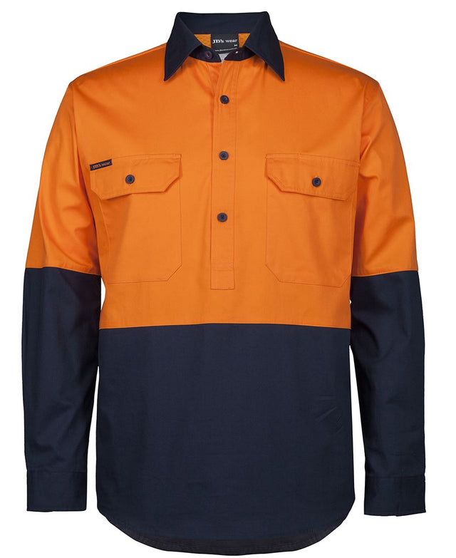 JB's Wear HI VIS CLOSE FRONT L/S 150G WORK SHIRT 6HVCS - WEARhouse