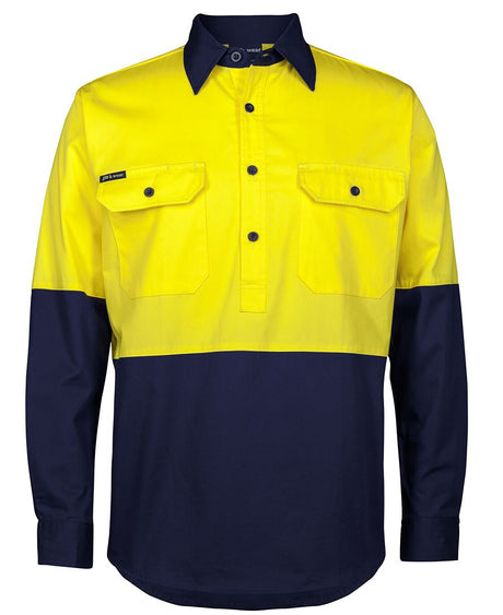 JB's Wear HI VIS CLOSE FRONT L/S 150G WORK SHIRT 6HVCS - WEARhouse