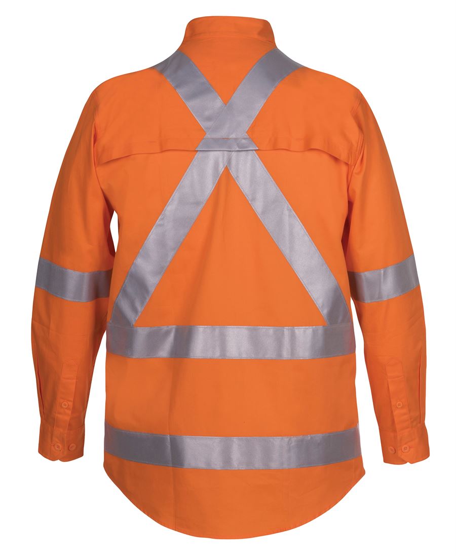 JB's Wear Hi Vis (D+N) L/S 150G Cross Back Tape Shirt 6DCBL - WEARhouse