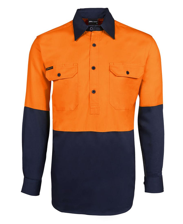 JB's Wear Hi Vis L/S 190g Close Front Shirt 6HVCF - WEARhouse