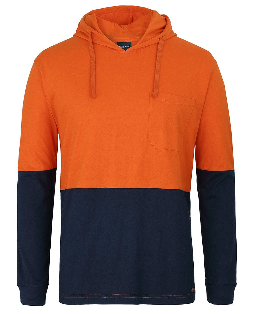 JB's Wear HI VIS L/S COTTON TEE WITH HOOD 6HCTL - WEARhouse