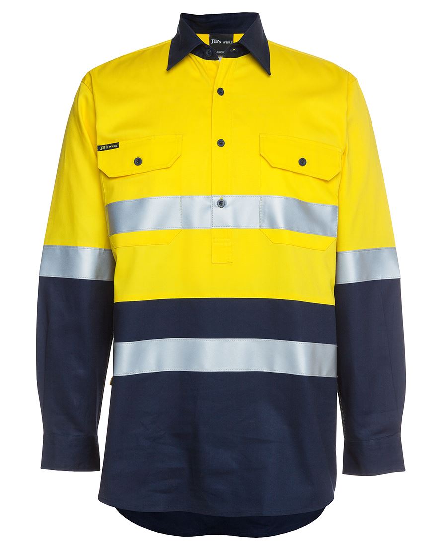 JB's Wear Hi Vis L/S (D+N) 190g Close Front Shirt 6HWCF - WEARhouse