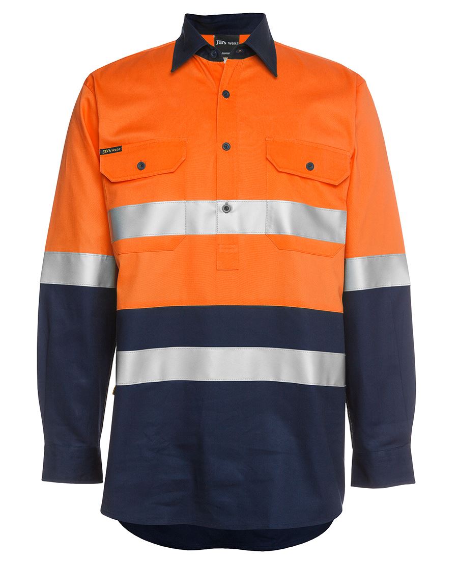 JB's Wear Hi Vis L/S (D+N) 190g Close Front Shirt 6HWCF - WEARhouse