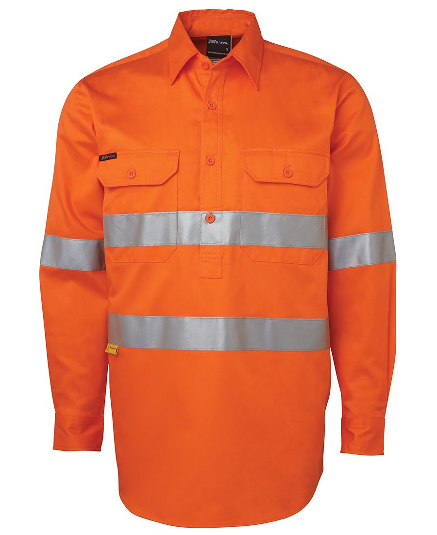 JB's Wear Hi Vis L/S (D+N) 190g Close Front Shirt 6HWCF - WEARhouse