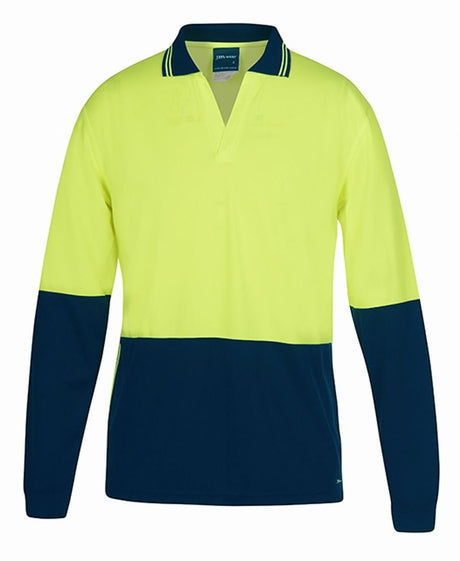 JB's Wear Hi Vis L/S Non Button Polo 6HNBL - WEARhouse