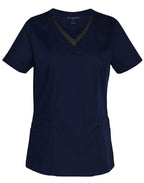 M7660 LADIES V-NECK CONTRAST TRIM SCRUB TOP - WEARhouse
