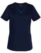 M7660 LADIES V-NECK CONTRAST TRIM SCRUB TOP - WEARhouse