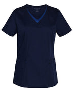 M7660 LADIES V-NECK CONTRAST TRIM SCRUB TOP - WEARhouse