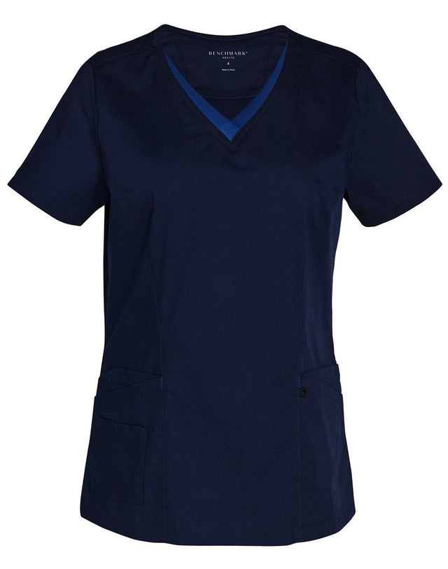 M7660 LADIES V-NECK CONTRAST TRIM SCRUB TOP - WEARhouse