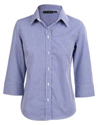 M8320Q Ladies’ Multi-Tone Check 3/4 Sleeve Shirt - WEARhouse
