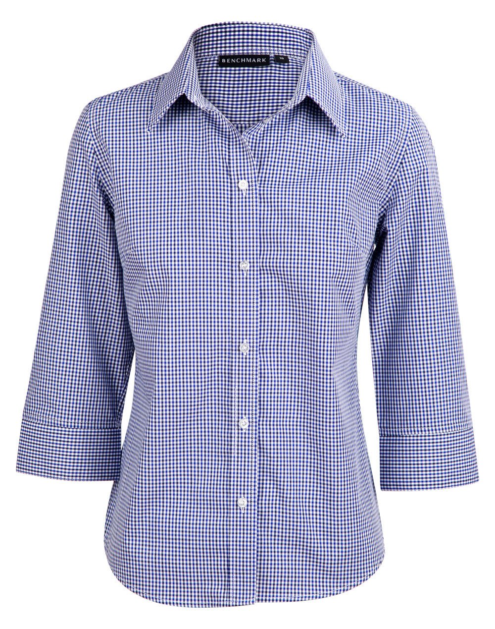 M8320Q Ladies’ Multi-Tone Check 3/4 Sleeve Shirt - WEARhouse