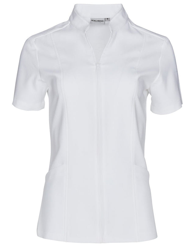 M8636S Women’s Full Zip Front Short Sleeve Tunic - WEARhouse