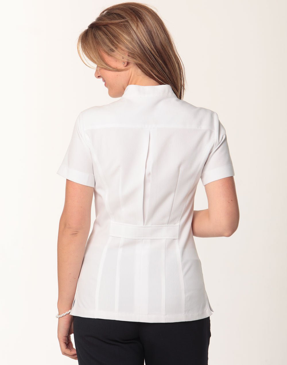 M8636S Women’s Full Zip Front Short Sleeve Tunic - WEARhouse