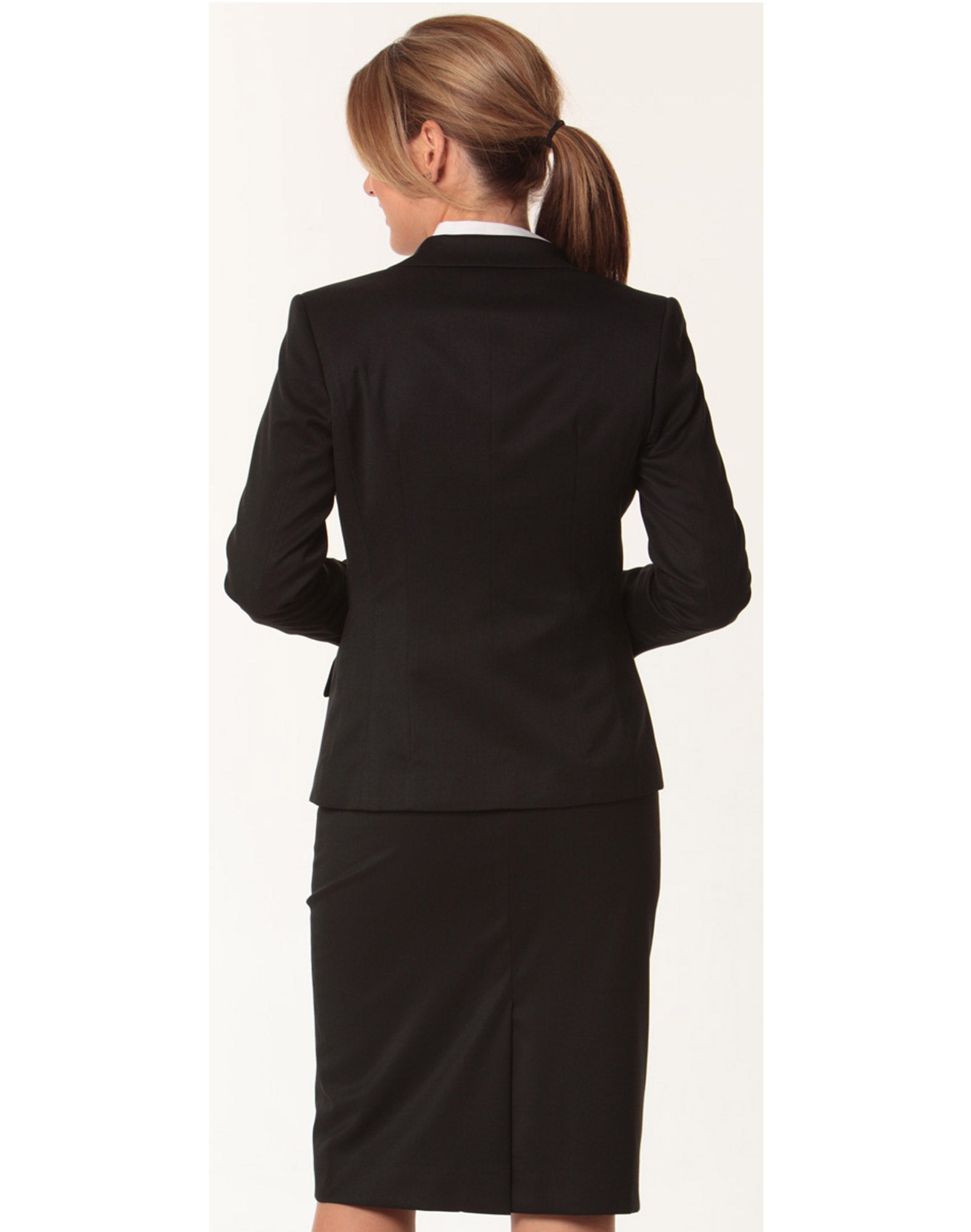 M9205 Women's Poly/Viscose Stretch One Button Cropped Jacket - WEARhouse