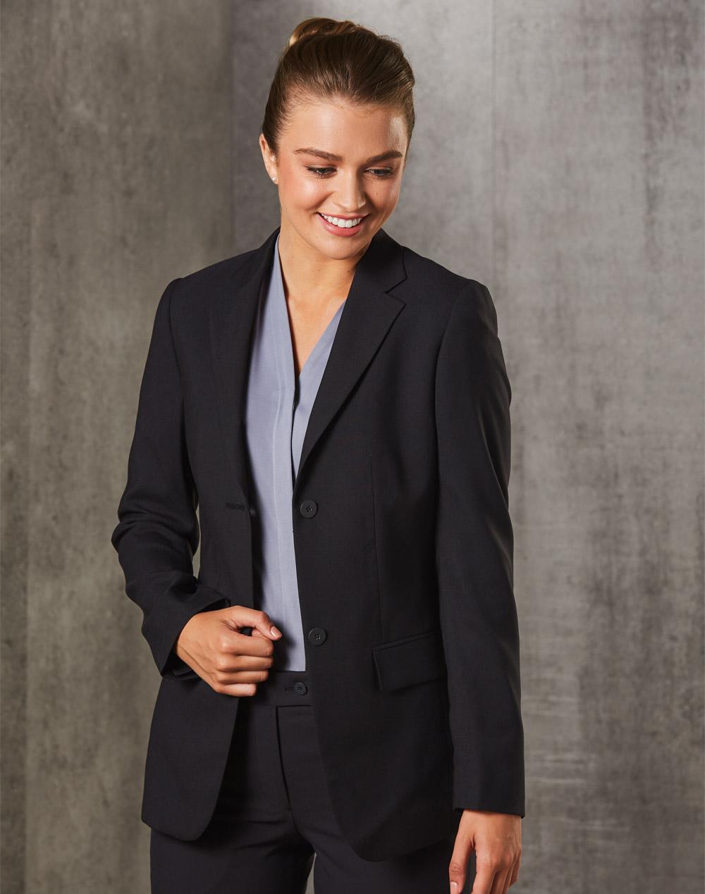 M9206 Women's Poly/Viscose Stretch Two Buttons Mid Length Jacket - WEARhouse