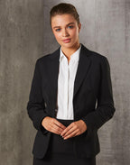 M9208 Women's Poly/Viscose Stretch Stripe One Button Cropped Jacket - WEARhouse