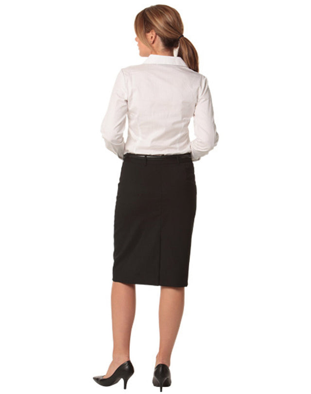 M9470 Women's Wool Blend Stretch Mid Length Lined Pencil Skirt - WEARhouse