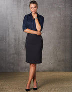 M9471 Women's Poly/Viscose Stretch Mid Length Lined Pencil Skirt - WEARhouse