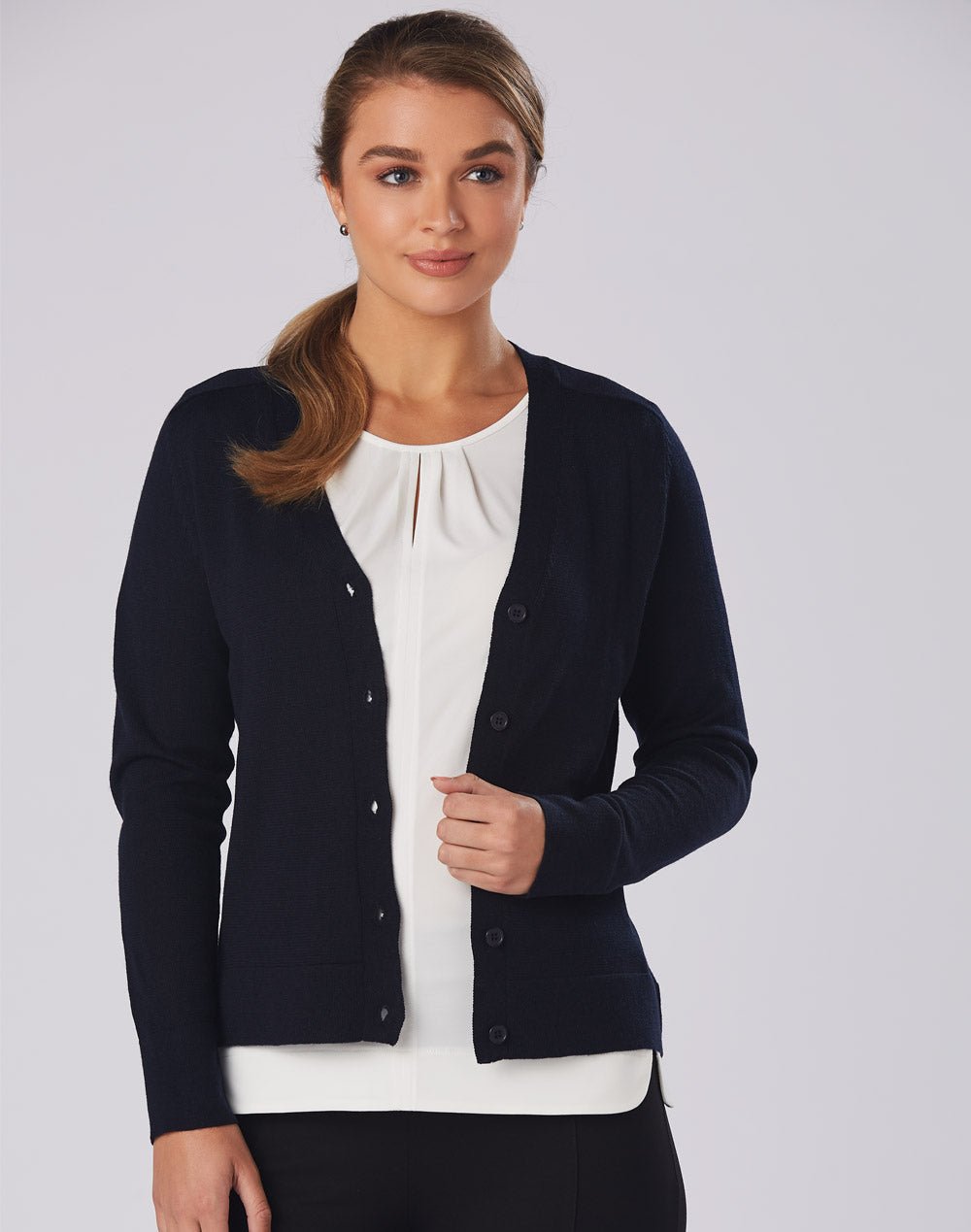M9602 Women's V-Neck Long Sleeve Cardigan - WEARhouse