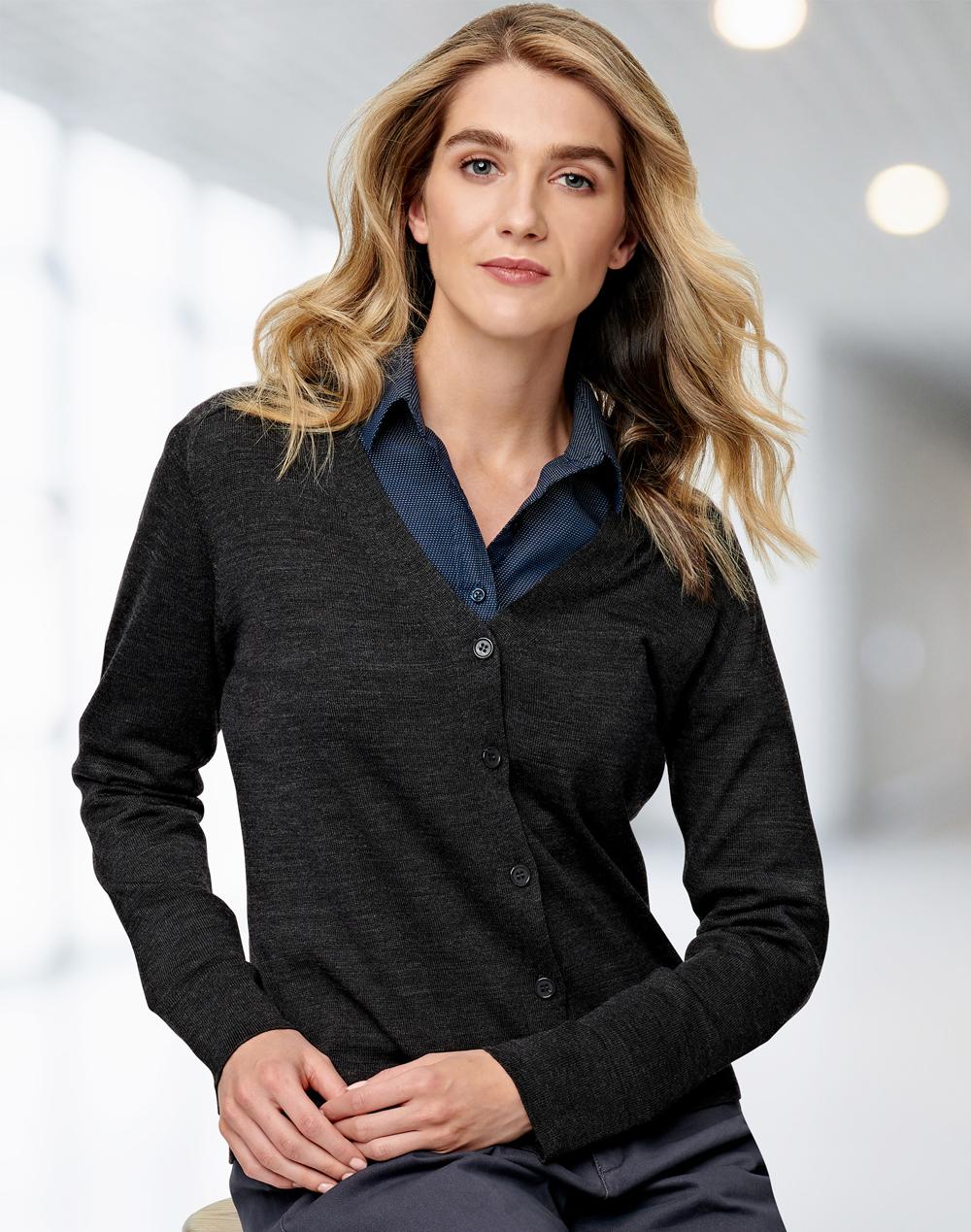 M9602 Women's V-Neck Long Sleeve Cardigan - WEARhouse