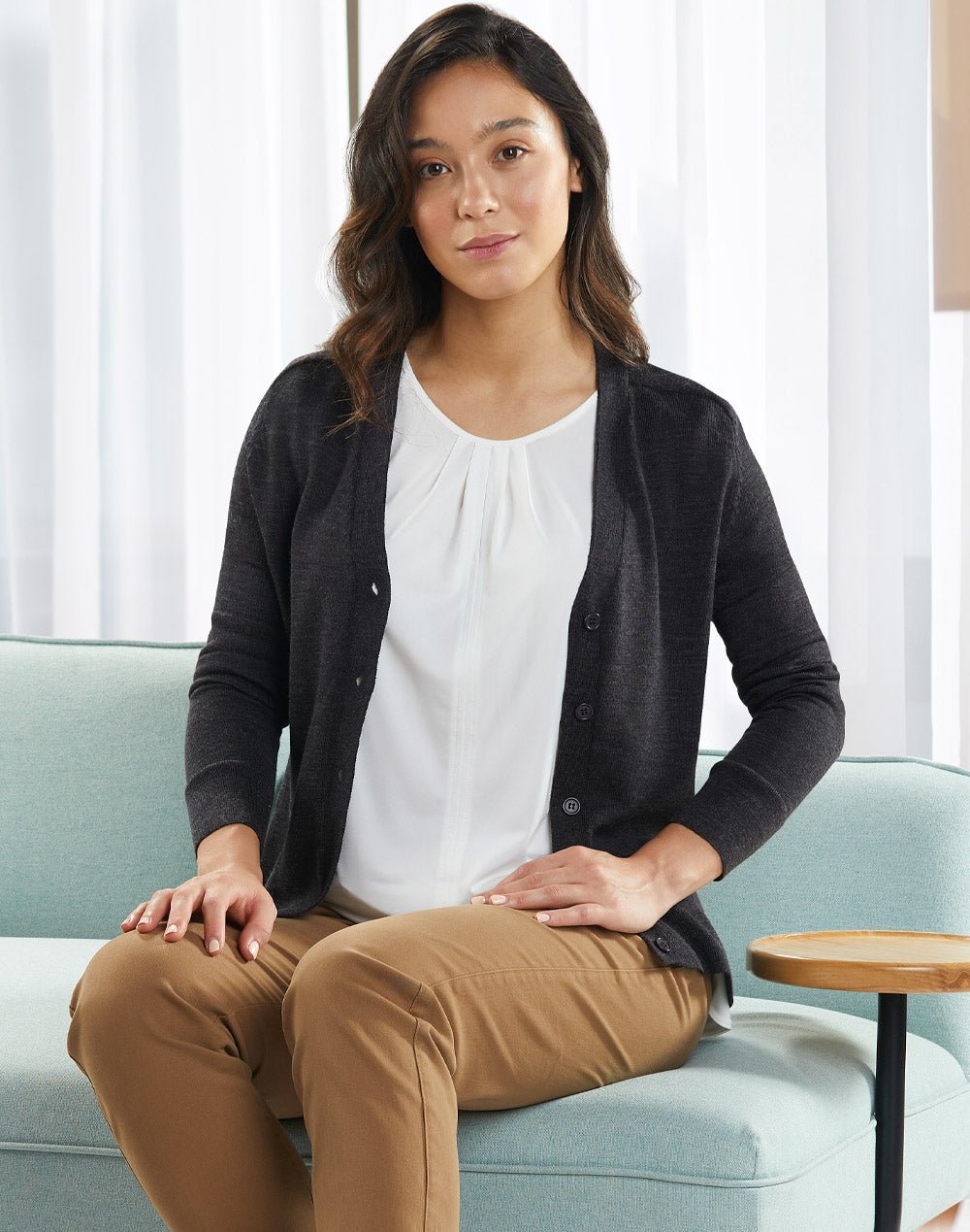 M9602 Women's V-Neck Long Sleeve Cardigan - WEARhouse