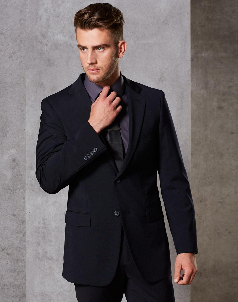 Men's Wool Blend Stretch Two Buttons Jacket M9100 - WEARhouse