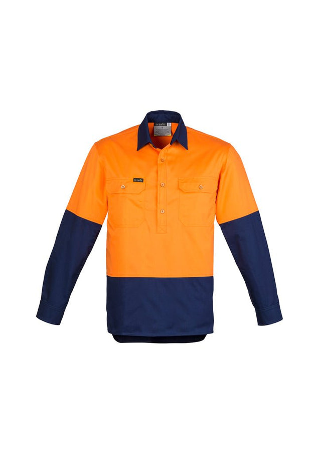 Syzmik Mens Hi Vis Closed Front L/S Shirt ZW560 - WEARhouse