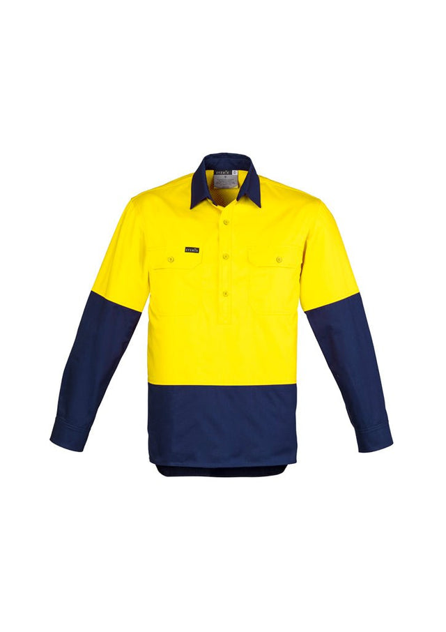 Syzmik Mens Hi Vis Closed Front L/S Shirt ZW560 - WEARhouse