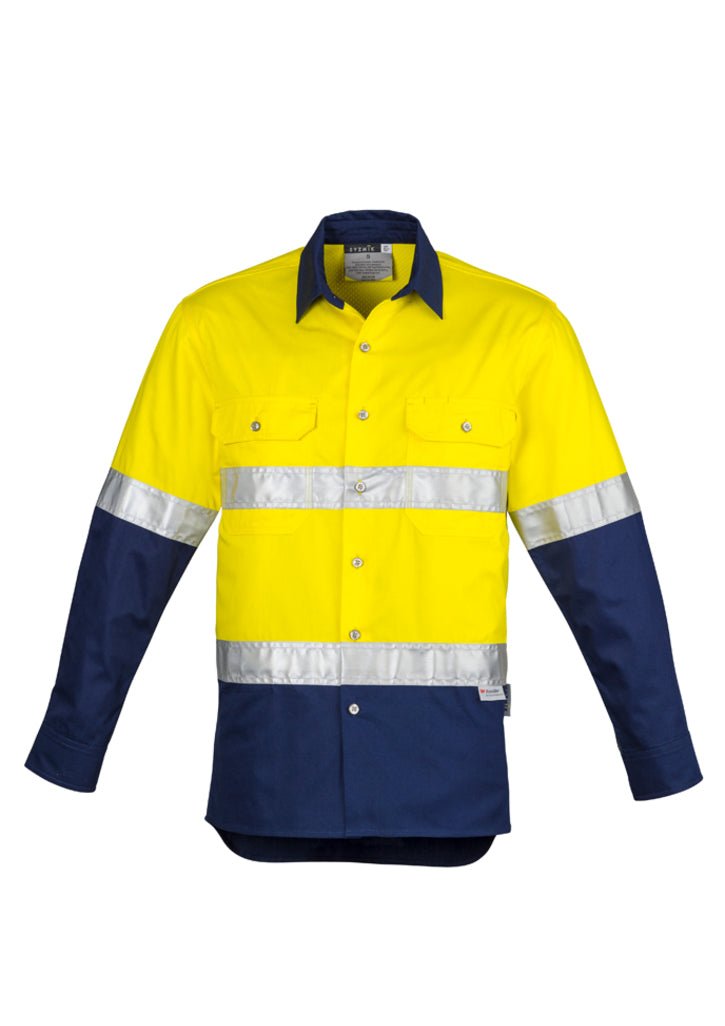Syzmik Mens Hi Vis Spliced Industrial Shirt - Hoop Taped ZW123 - WEARhouse