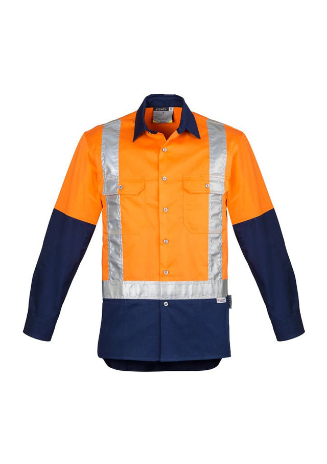 Syzmik Mens Hi Vis Spliced Industrial Shirt - Shoulder Taped ZW124 - WEARhouse