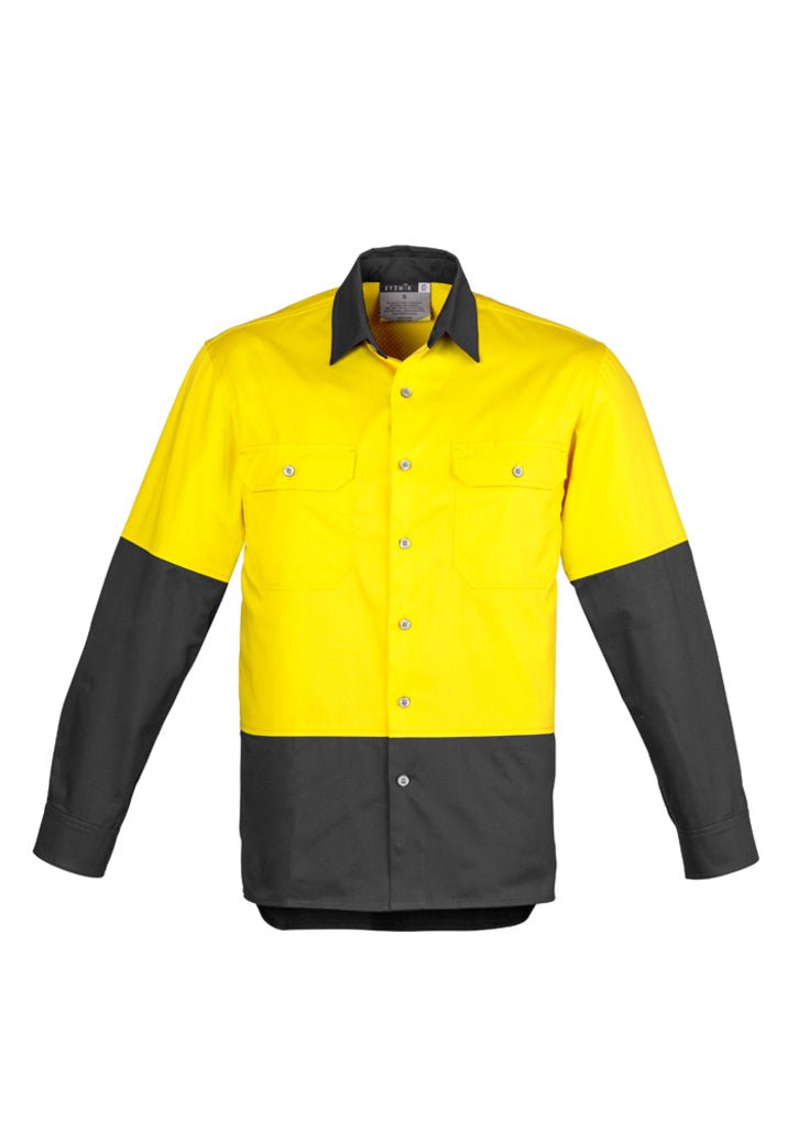 Syzmik Mens Hi Vis Spliced Industrial Shirt ZW122 - WEARhouse