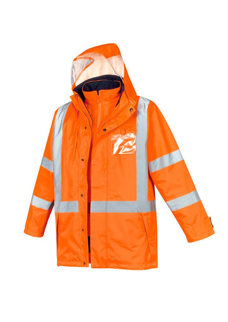 Syzmik Mens Hi Vis X Back Taped 4 in 1 Waterproof Jacket ZJ616 - WEARhouse