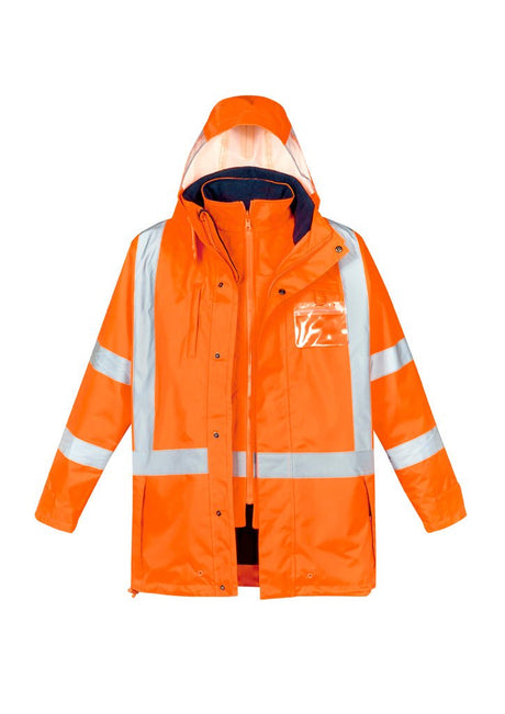 Syzmik Mens Hi Vis X Back Taped 4 in 1 Waterproof Jacket ZJ616 - WEARhouse