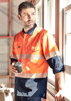 Syzmik Mens Rugged Cooling Hi Vis Segmented Tape L/S Shirt ZW229 - WEARhouse
