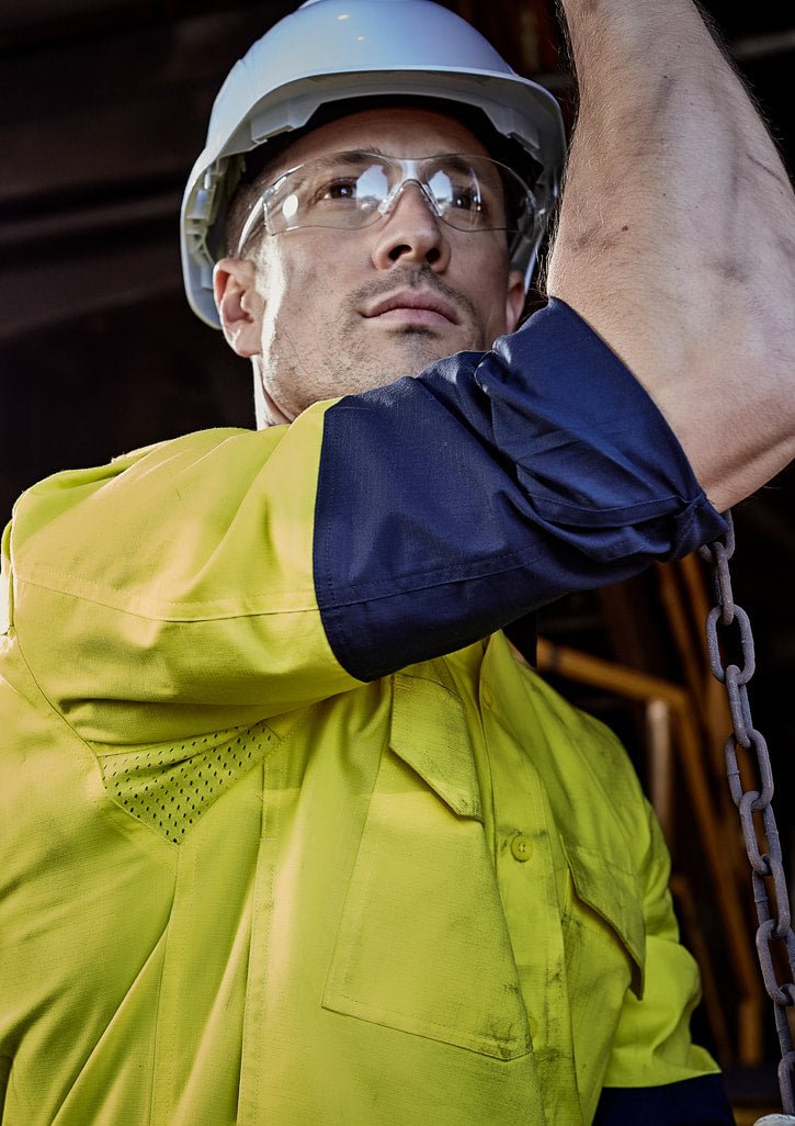 Syzmik Mens Rugged Cooling Hi Vis Spliced Shirt ZW128 - WEARhouse