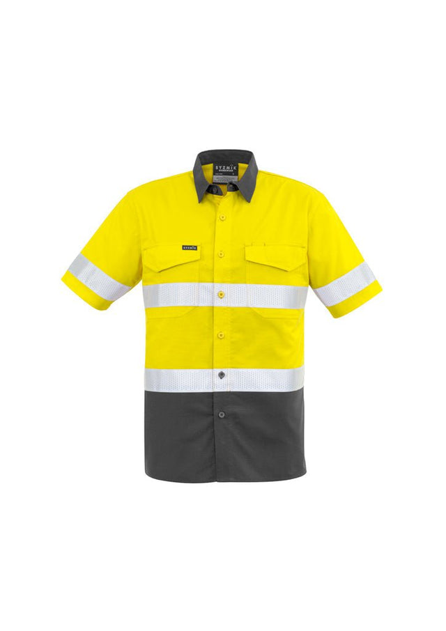 Syzmik Mens Rugged Cooling Taped Hi Vis Spliced S/S Shirt ZW835 - WEARhouse