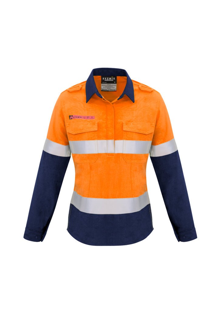 Syzmik Womens FR Closed Front Hooped Taped Spliced Shirt ZW131 - WEARhouse