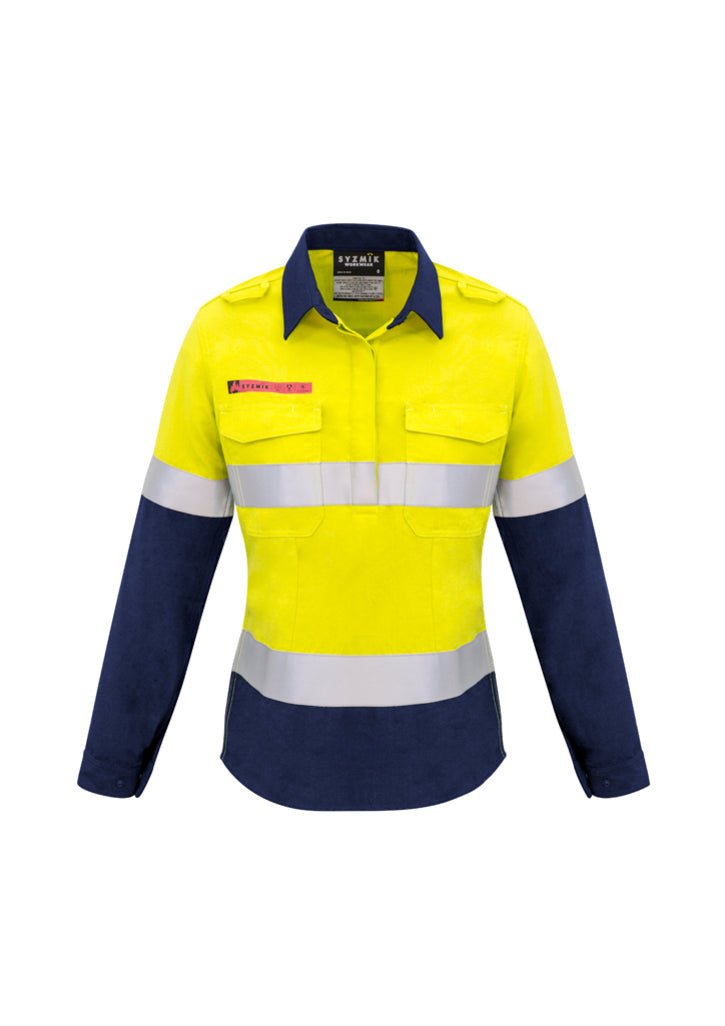 Syzmik Womens FR Closed Front Hooped Taped Spliced Shirt ZW131 - WEARhouse